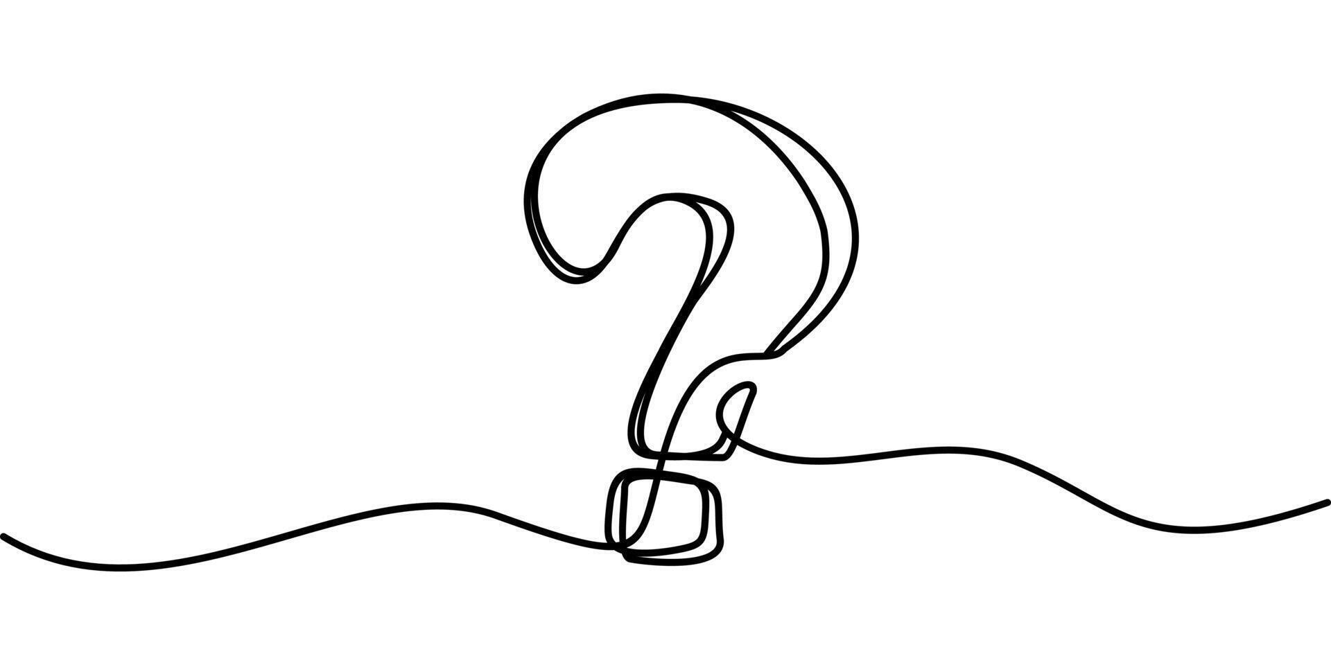 continuous line drawing of question mark symbol. abstract line art illustration vector