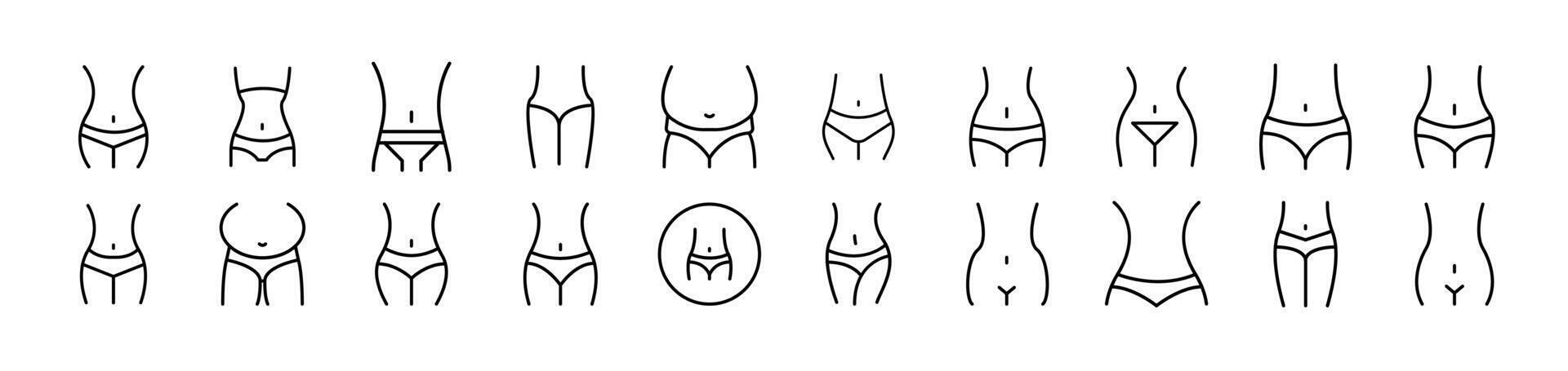 Waist Collection of Thin Icons. Editable Stroke. Suitable for Web Sites, Books, Cards, Apps vector