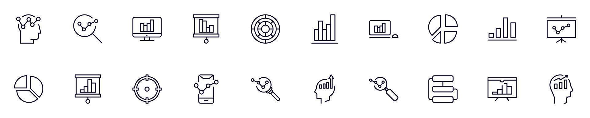 Collection of thin images of business and analytics for web sites, newspapers, articles book vector