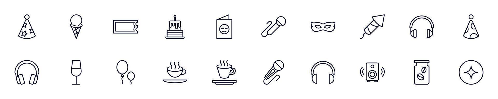 Collections of line icons of holiday. Simple linear illustration that perfect for web banners, social networks, articles, infographics vector