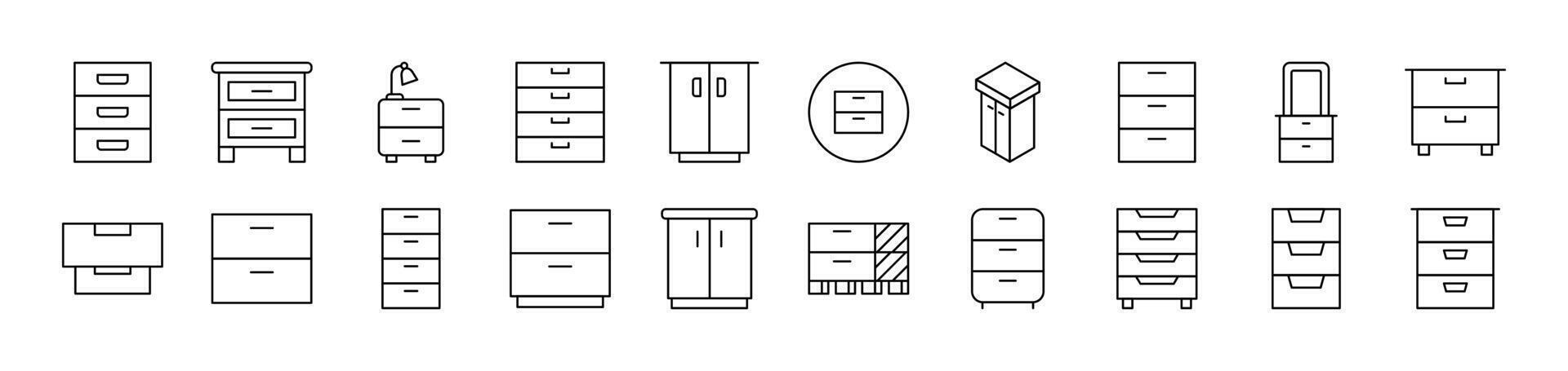 Closet Related Line Icons for Web Sites, Books, Cards, Apps. Editable Stroke. Suitable for Web Sites, Books, Cards, Apps vector