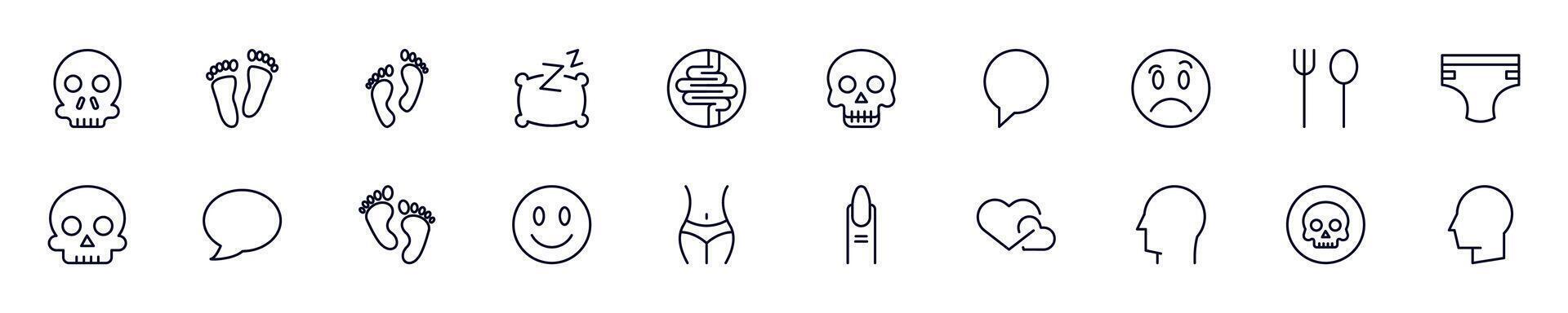 People linear symbols pack. Outline symbol and editable stroke for apps, stores, shops, infographics vector