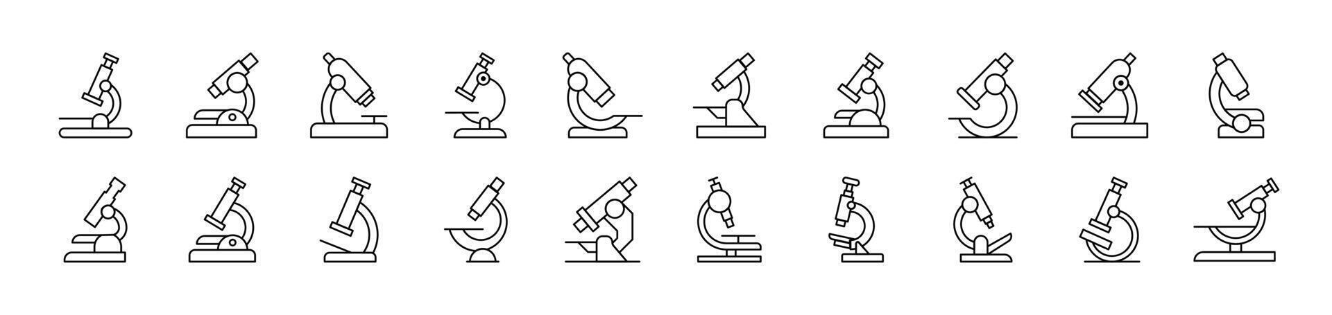 Microscope Bundle of Thin Icons. Editable Stroke. Suitable for Web Sites, Books, Cards, Apps vector