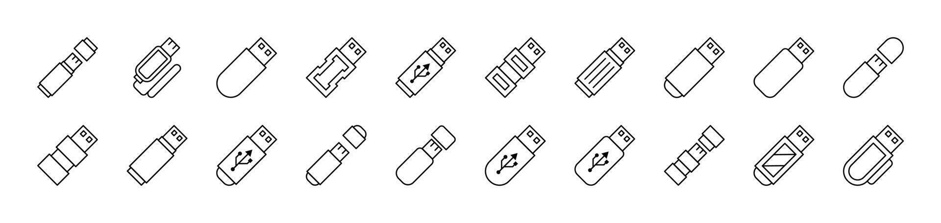 Flash Card or Memory Card Pack of Thin Icons. Editable Stroke. Suitable for Web Sites, Books, Cards, Apps vector