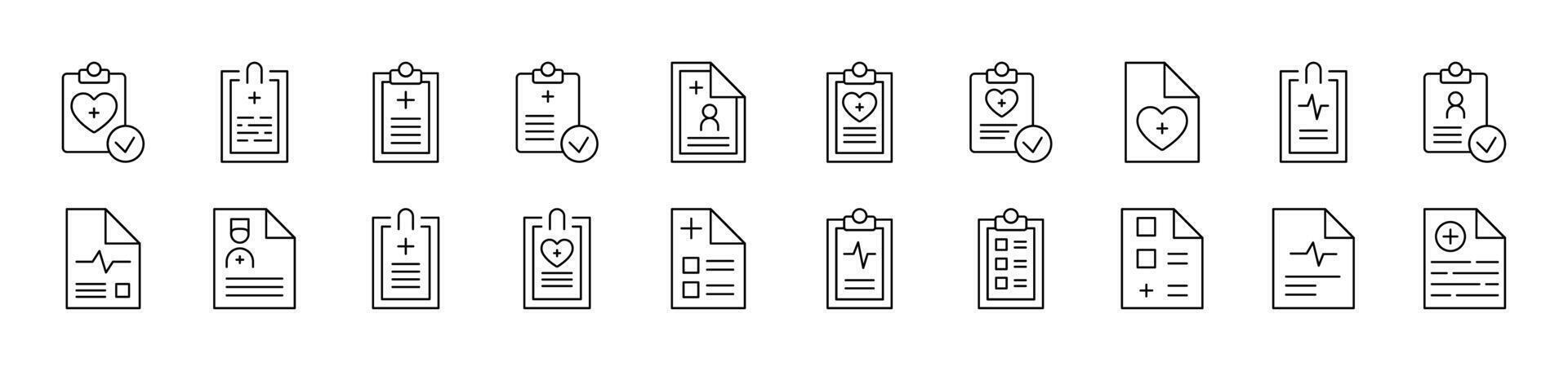 Medical Prescription Bundle of Thin Icons. Editable Stroke. Suitable for Web Sites, Books, Cards, Apps vector