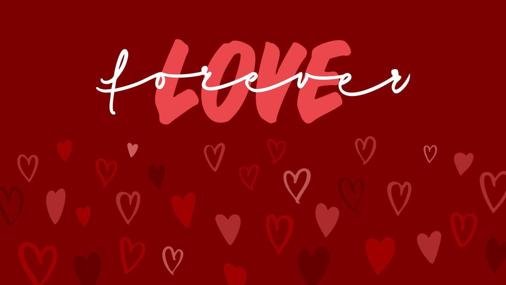 A lovely handwritten Love forever with a hearts, perfect for adding charm to Valentine's Day, weddings, or Mother's Day projects. Ideal for printable cards and banners. vector