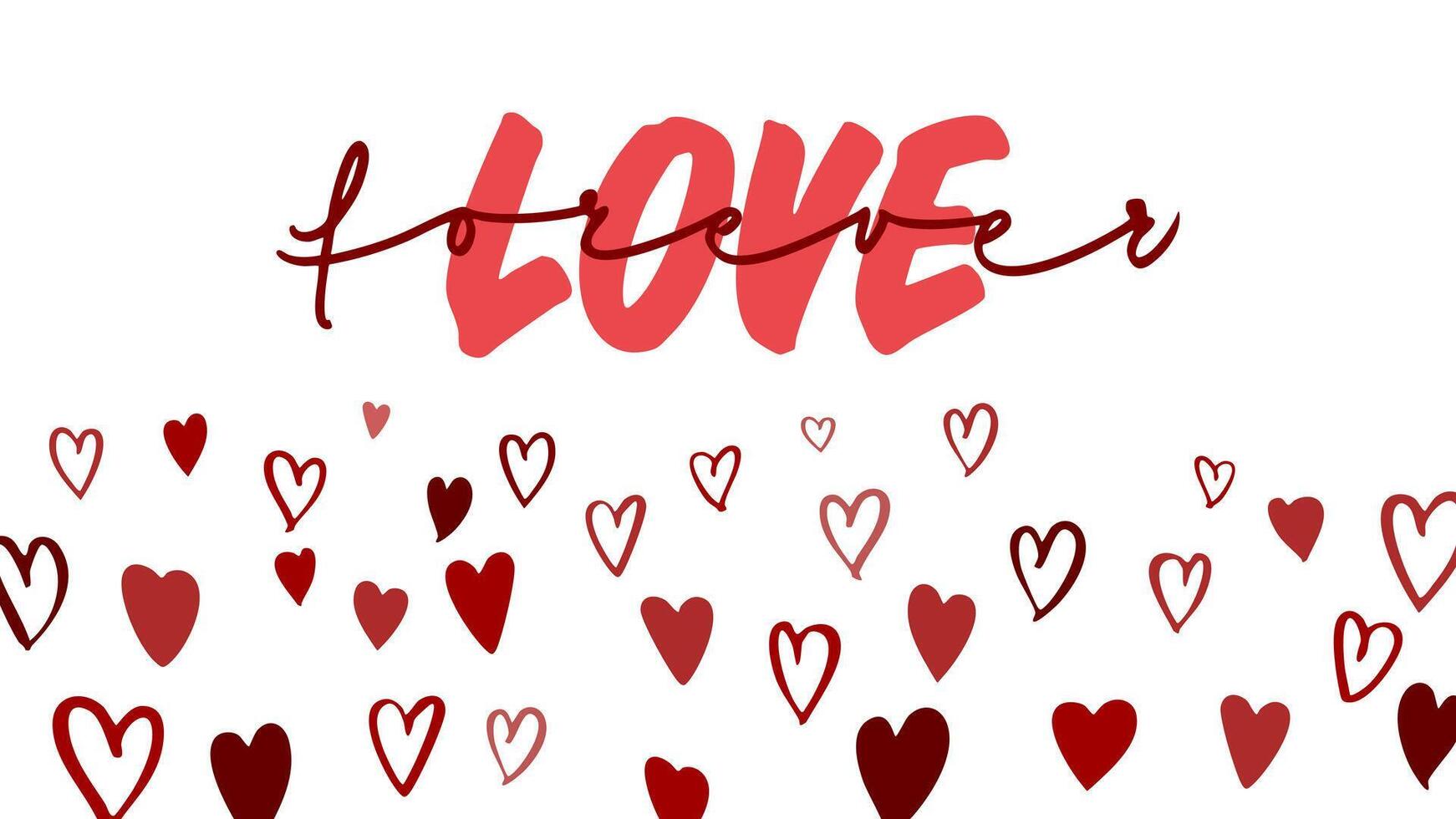 Lovely handwritten Love forever with a hearts, perfect for adding charm to Valentine's Day, weddings, or Mother's Day projects. vector