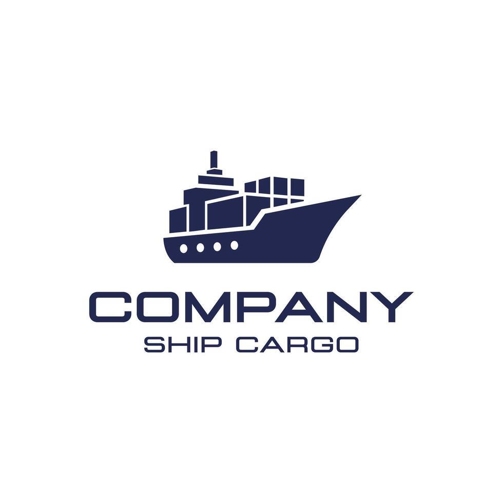 Cargo Ship Boat Transportation.Heavy Ship Logistic Logo Design vector