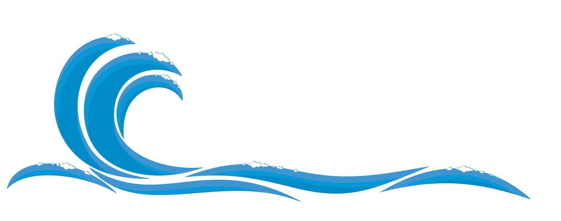 The symbol of blue big wave. vector