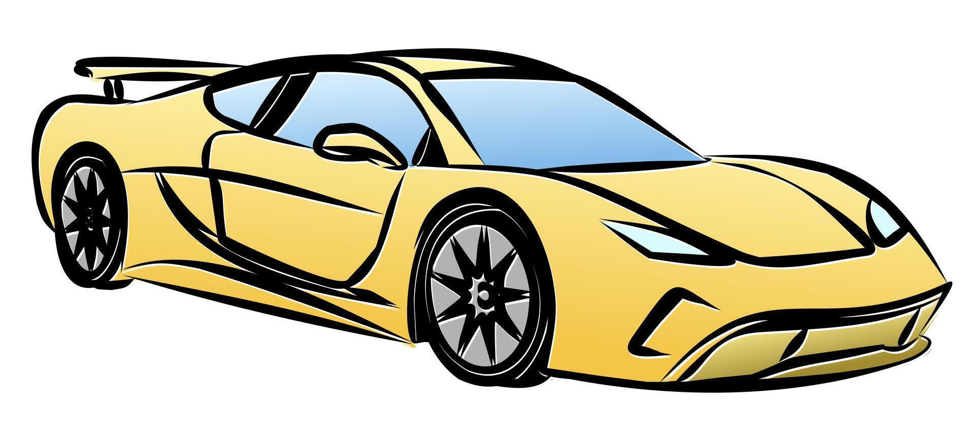 The Sketch of yellow sports car. vector