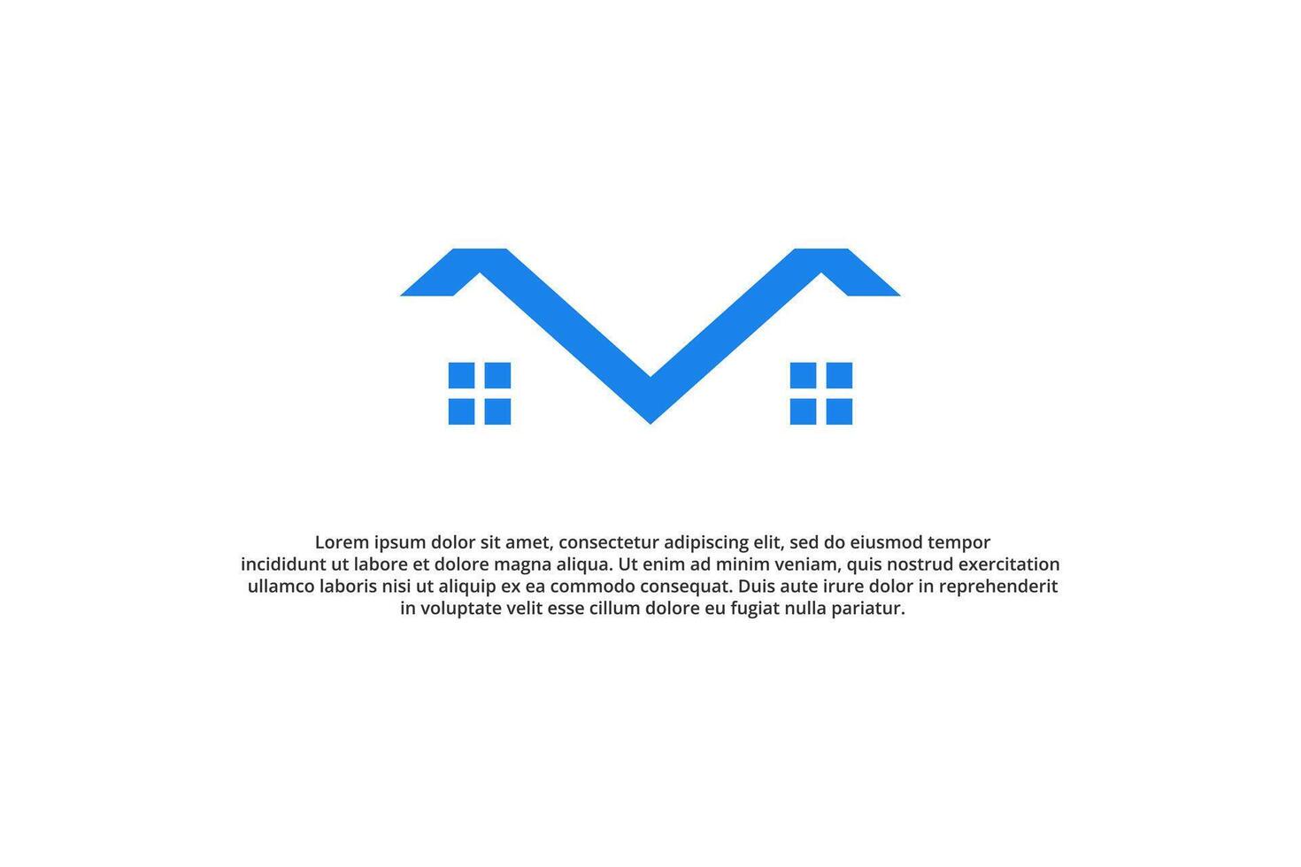 letter v and blue house modern logo design vector