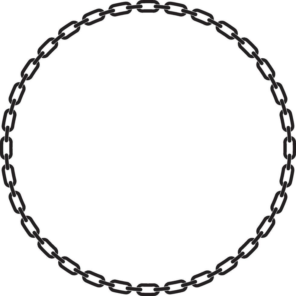 Abstract chain round frame. Black circle frames with chains patterns isolated transparent background vector