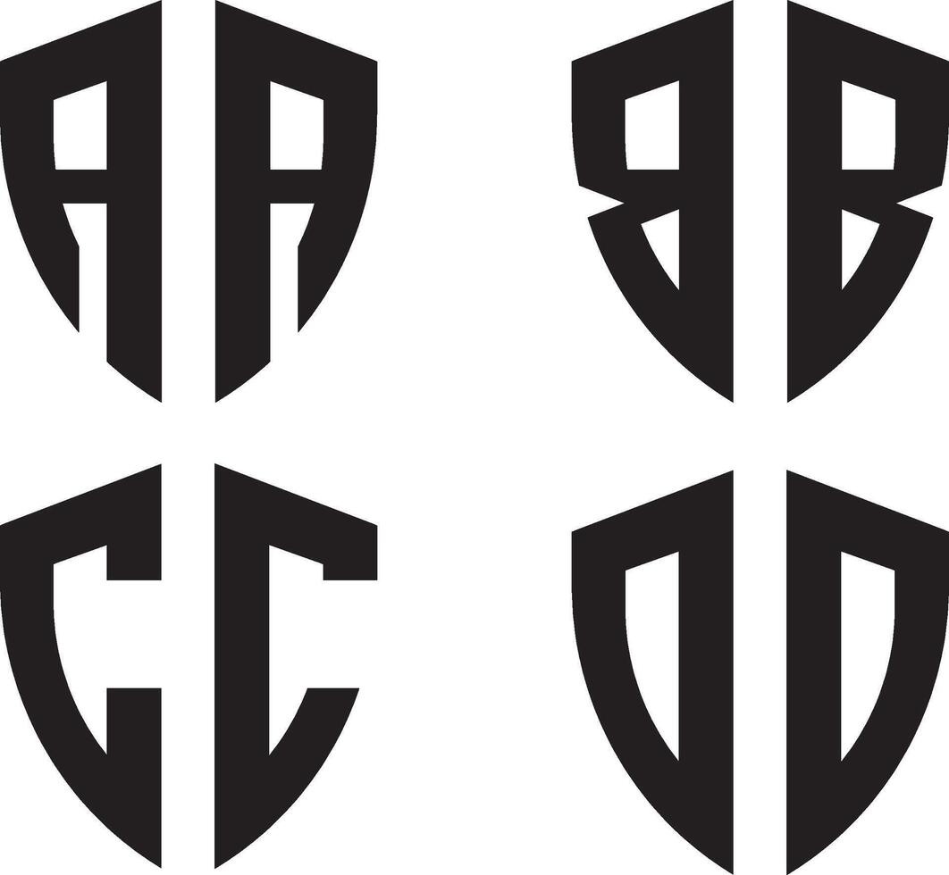 Initial A,B,C,D monogram letter shield shape logo design template vector