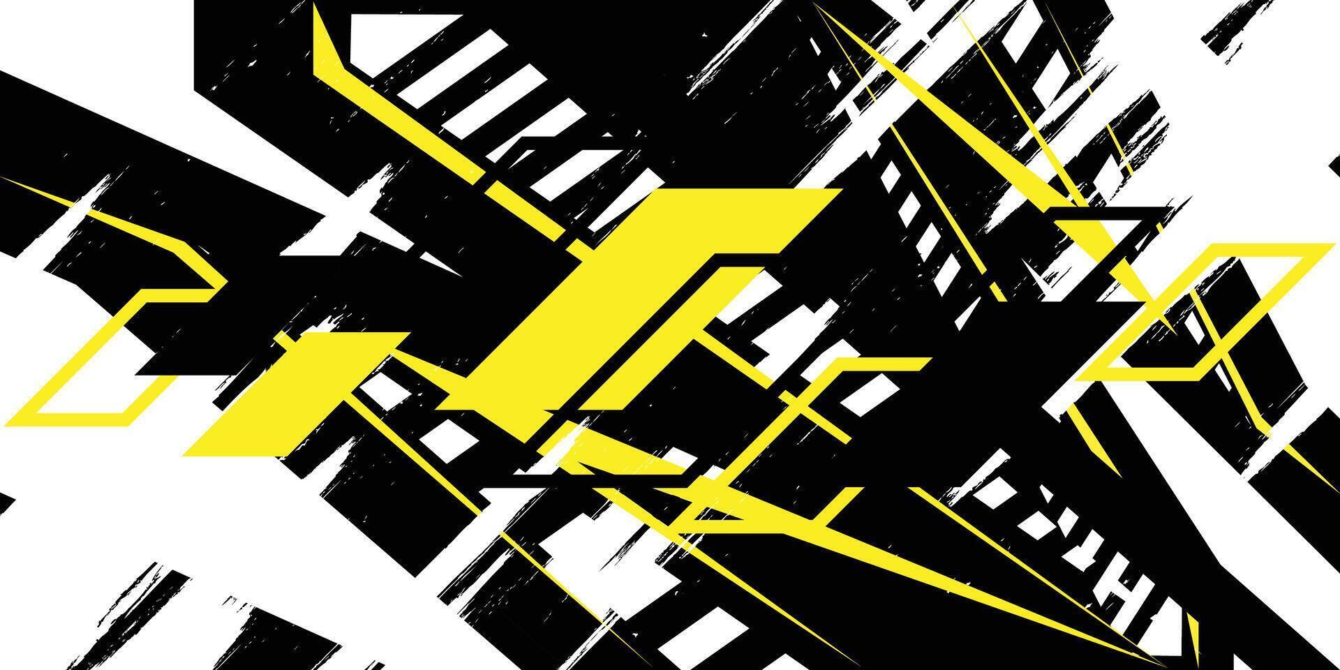 a black and yellow abstract design with a black and white background vector