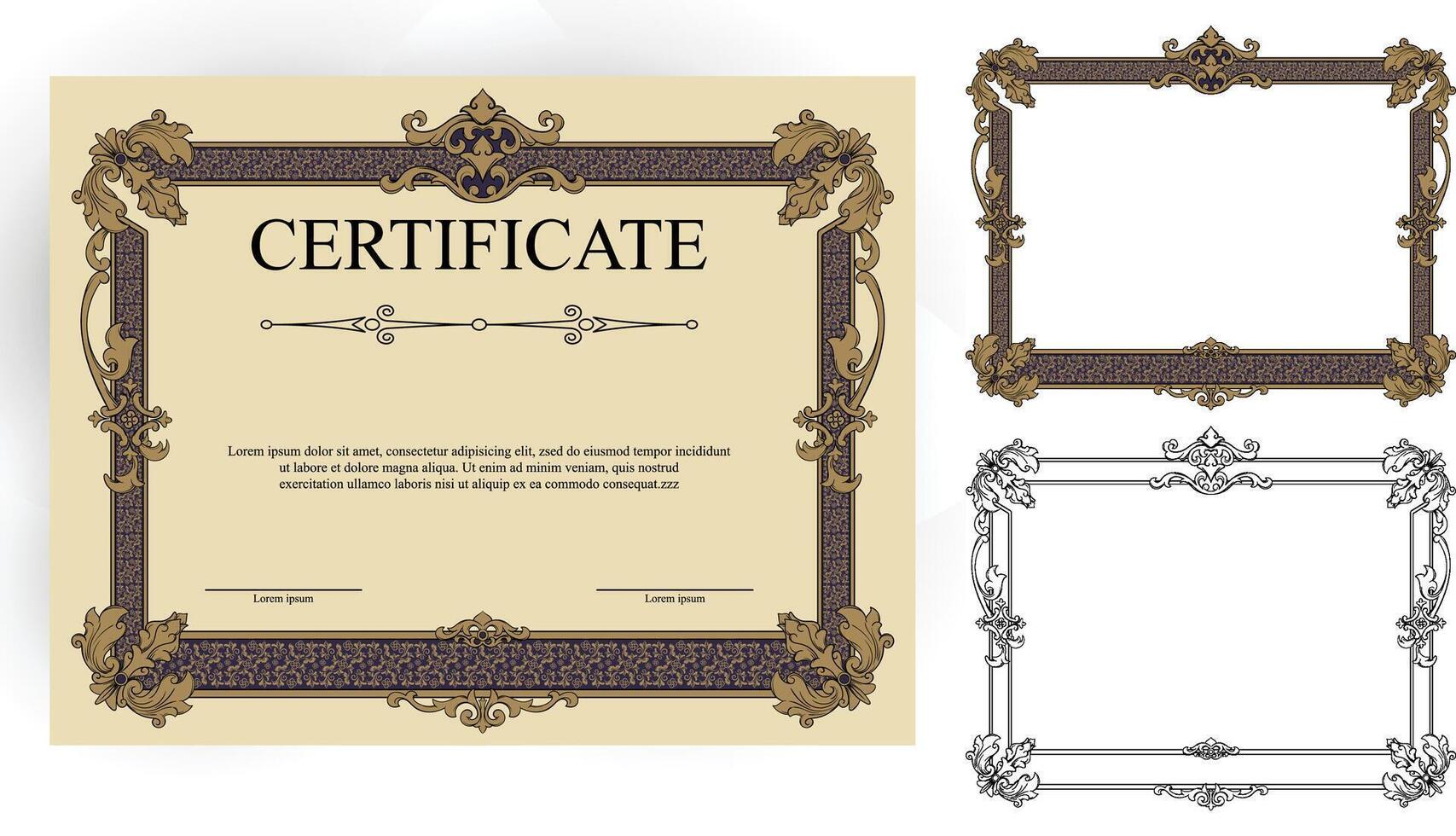 certificate frame set with ornate design vector