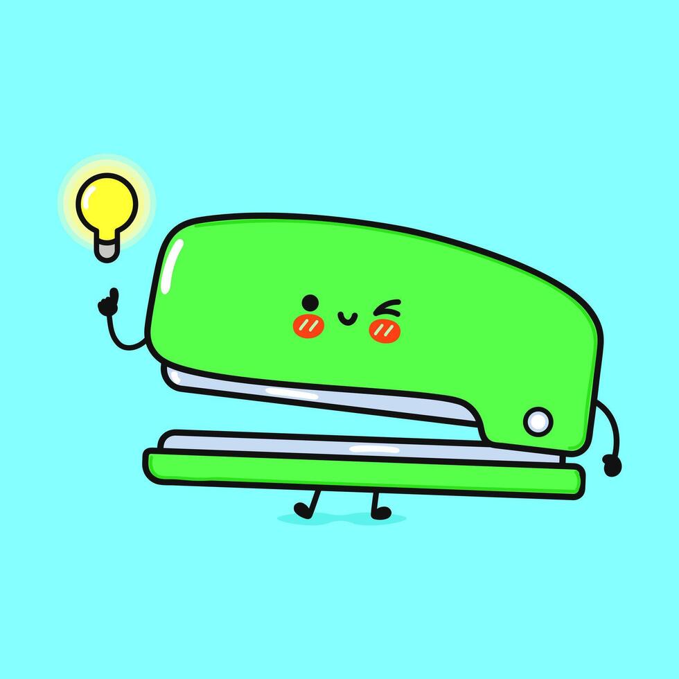Stapler bingo character. hand drawn cartoon kawaii character illustration icon. Isolated on blue background. Stapler character concept vector