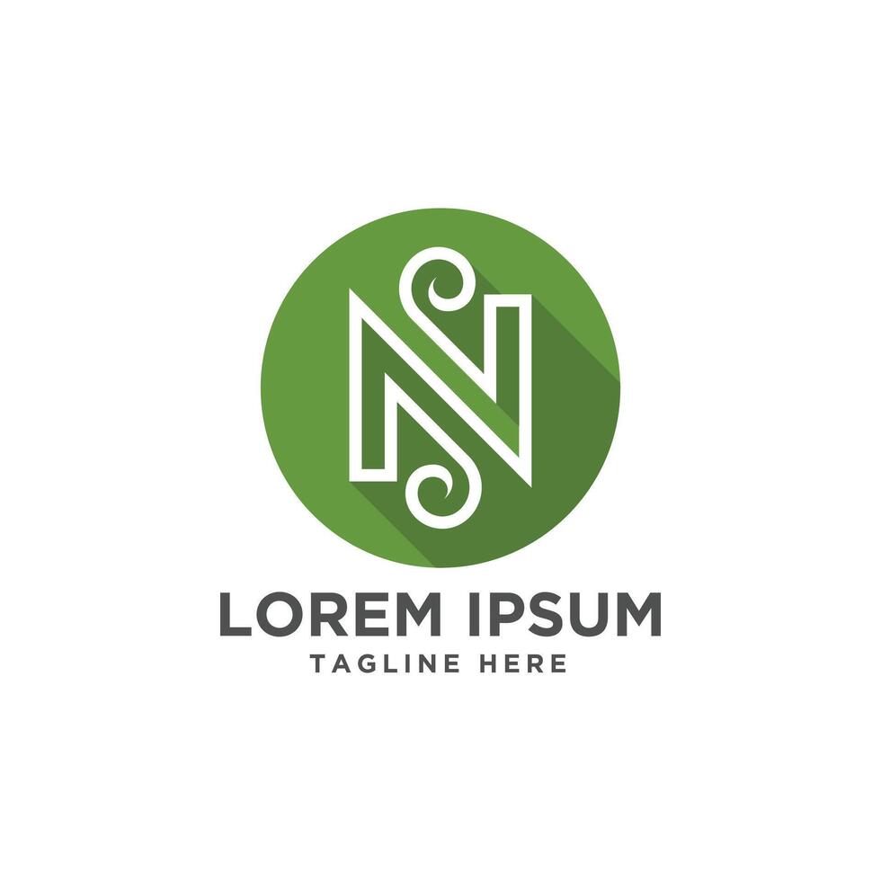 Letter N Nature Style Logo Design vector