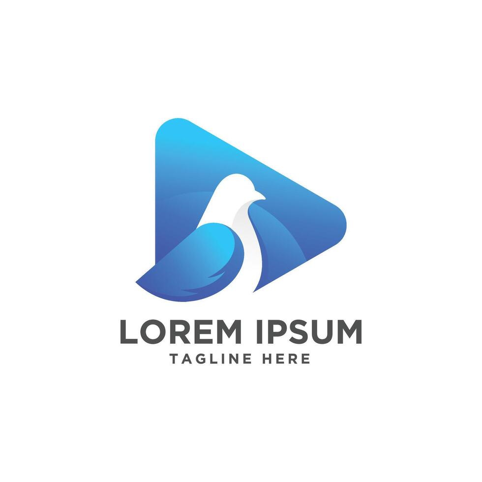 Blue Bird With Play Shape Logo Design vector