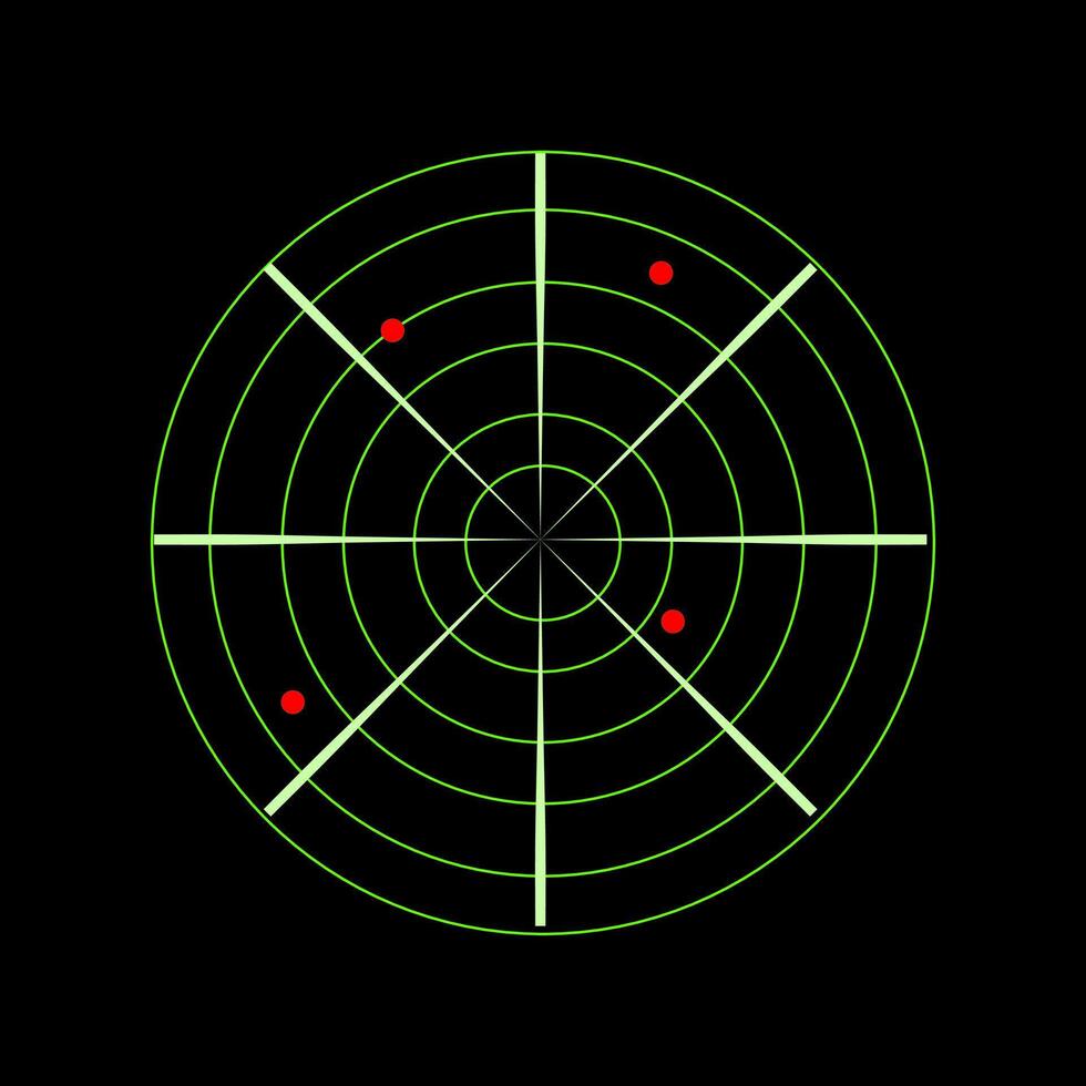 Green radar with sonar circles over black vector
