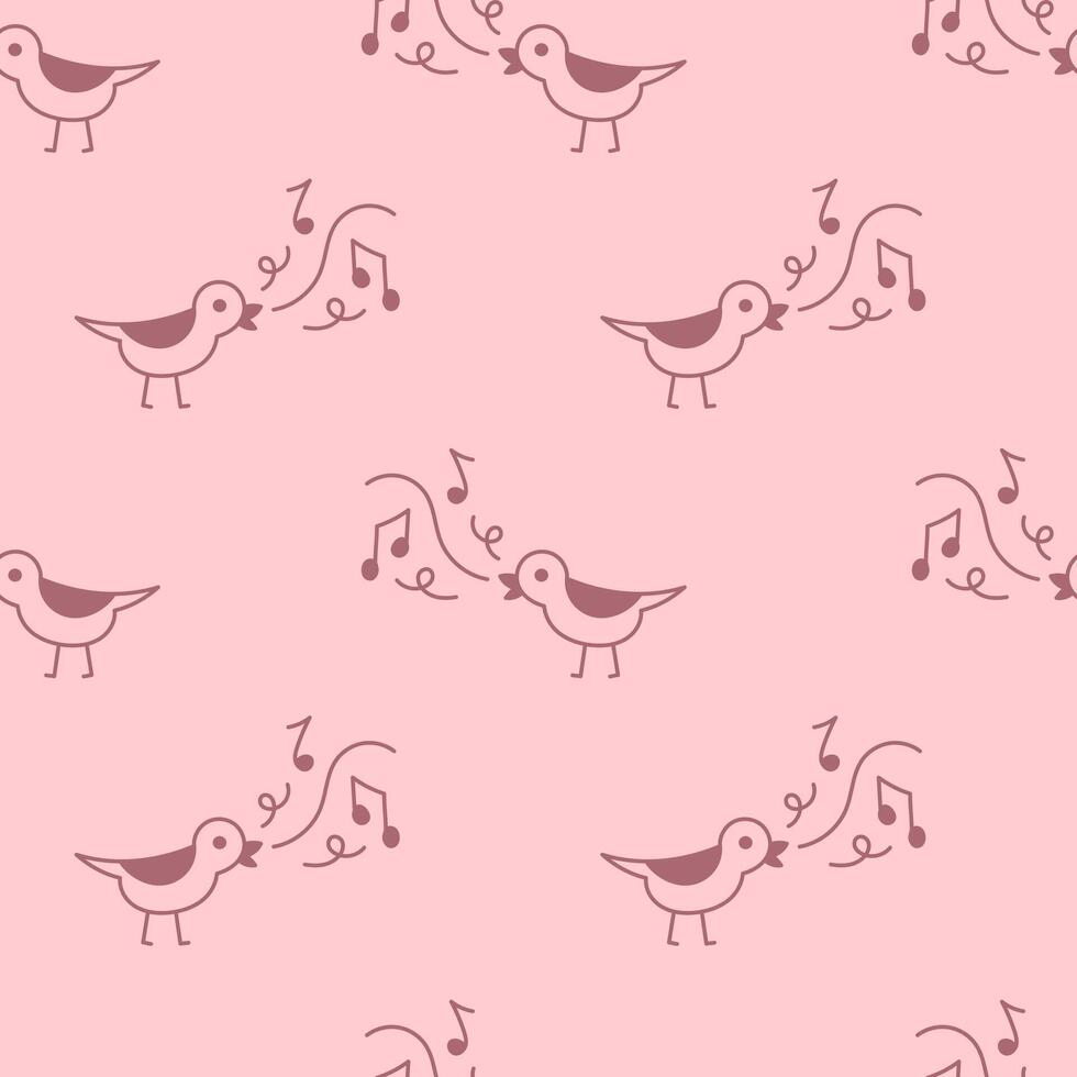 Songbird with musical notes Seamless Pattern vector