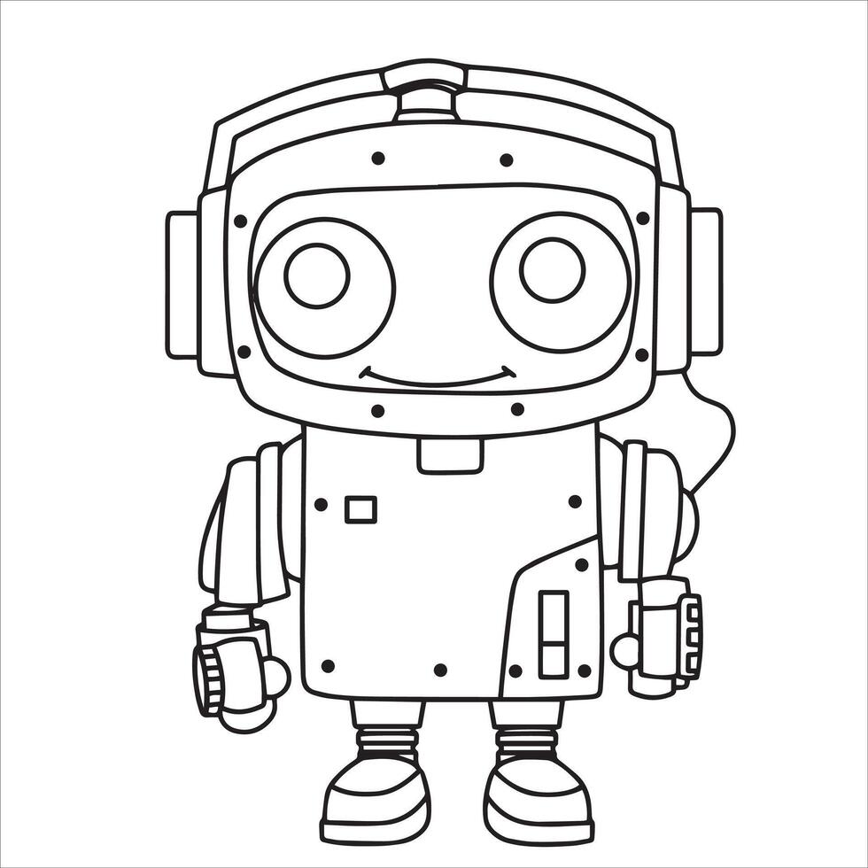 children's coloring book, cute robot. illustration vector