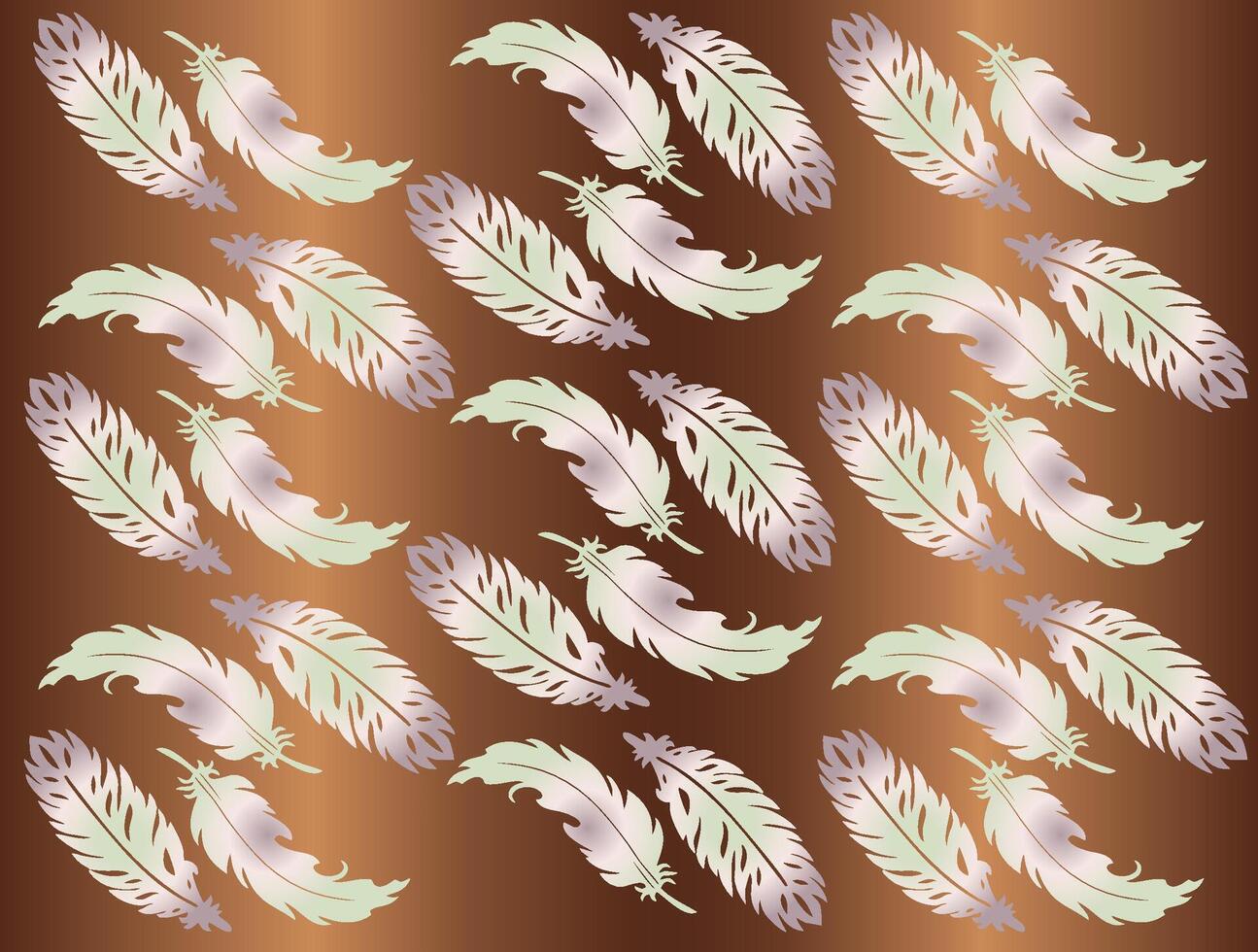 Repeating feather pattern on brown gradient vector