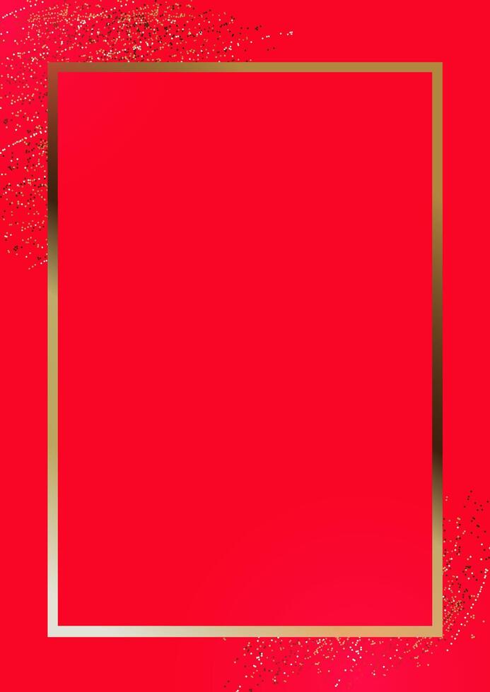 Blank red frame with golden gradient and dust vector