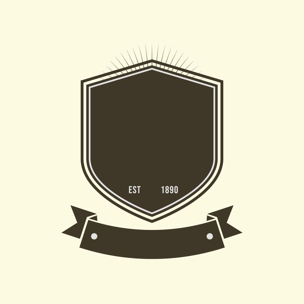 Retro logo template with ribbon vector
