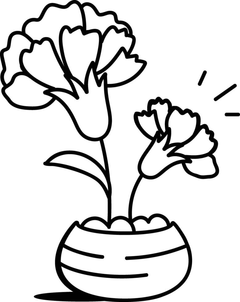 Carnation flowers icon in doodle style vector