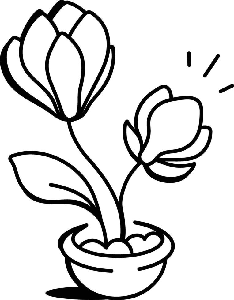 Magnolia flowers icon in hand drawn style vector