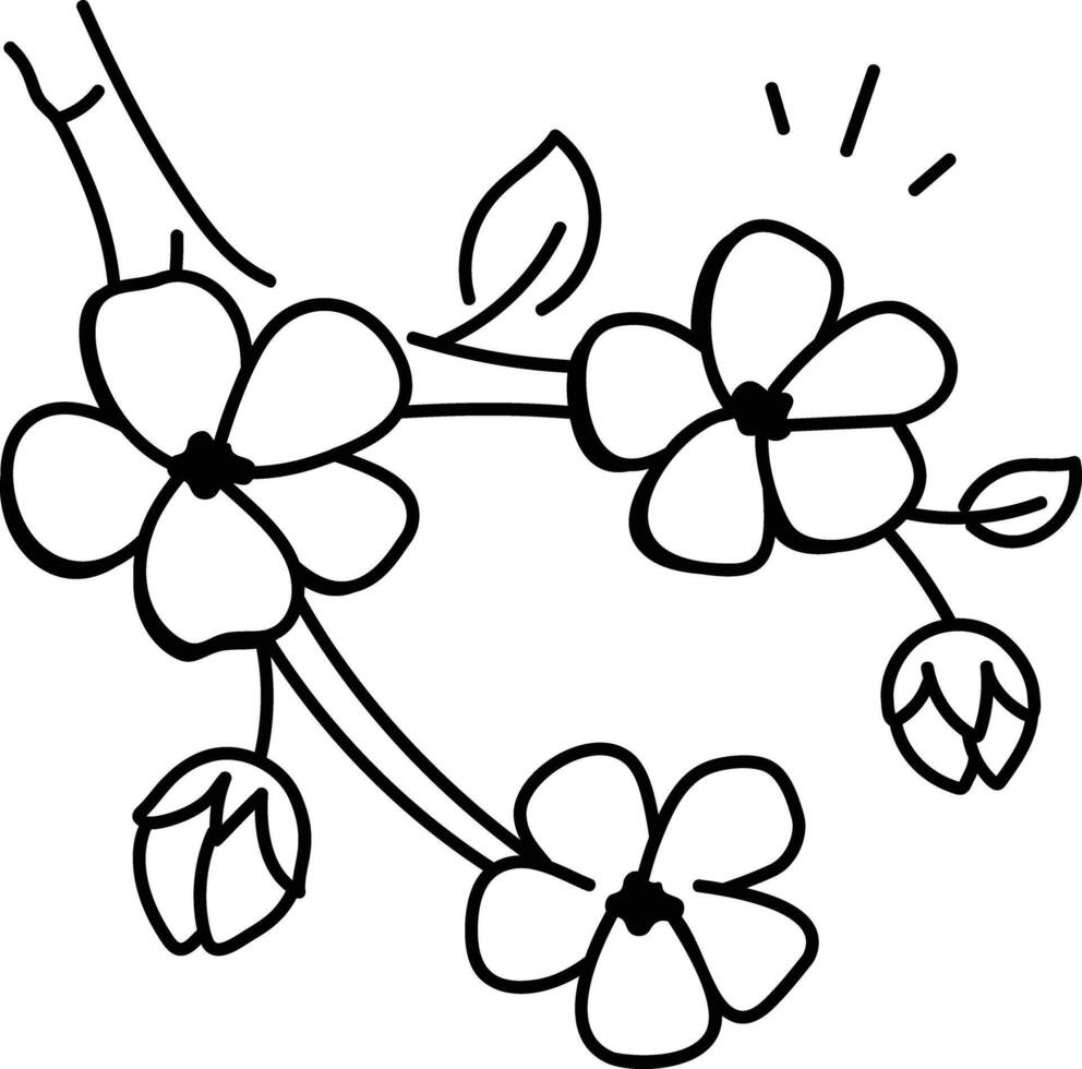 A drawing style icon of cherry flowers vector