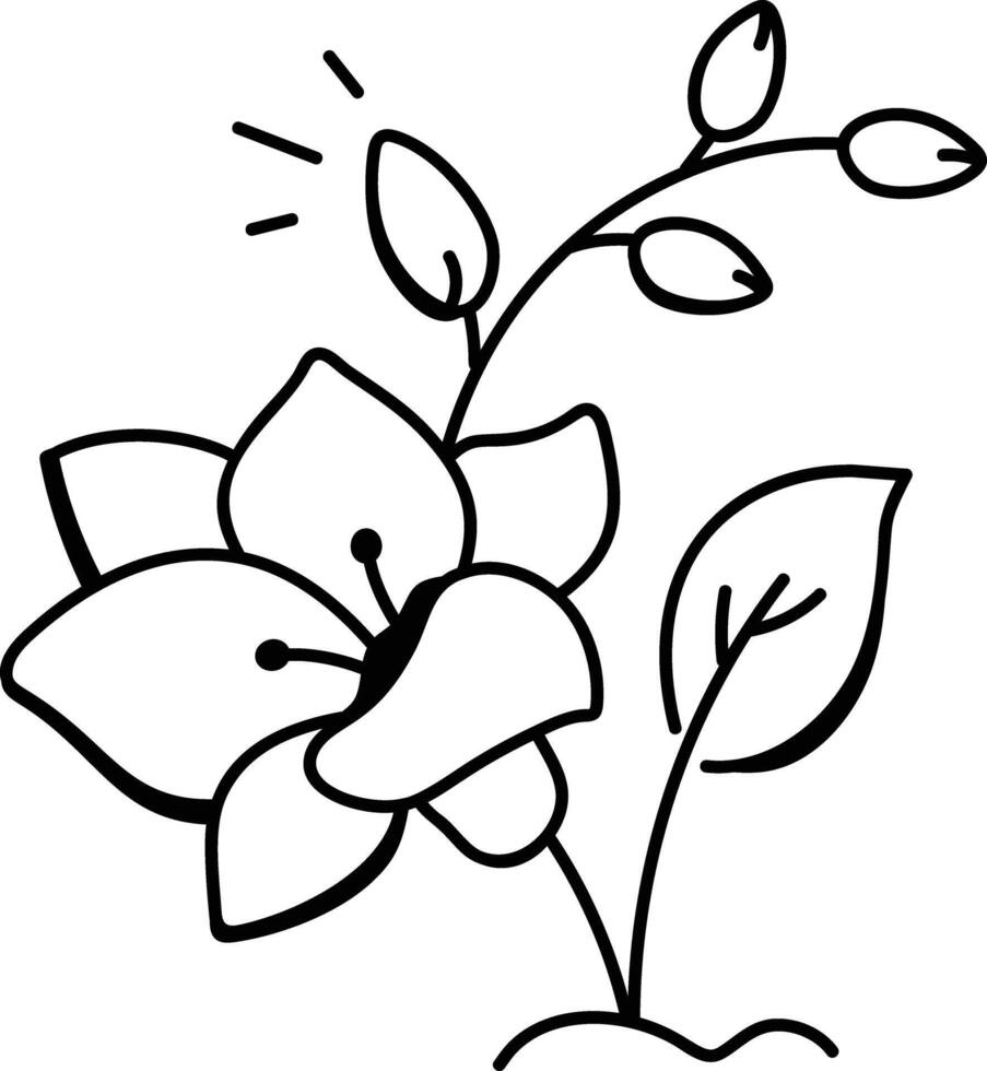 A hand drawn icon of flower in heart pot vector