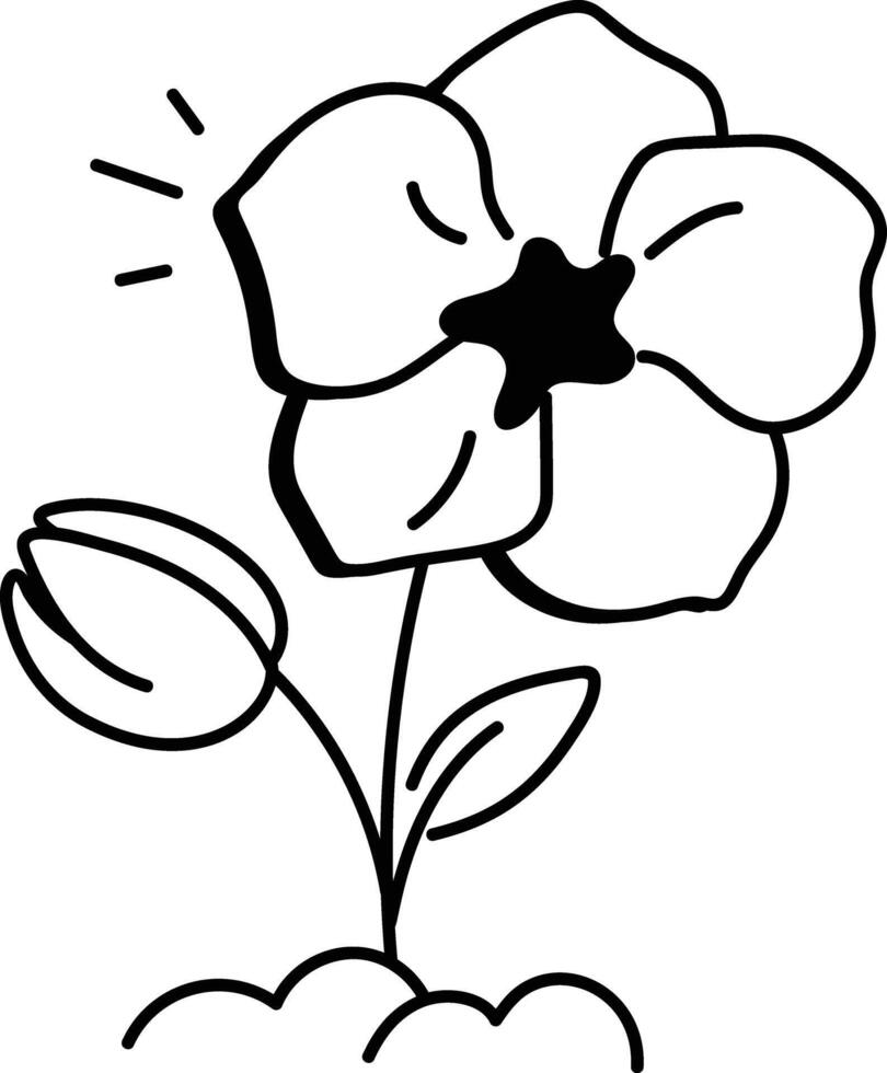 A hand drawn icon of blooming flower vector