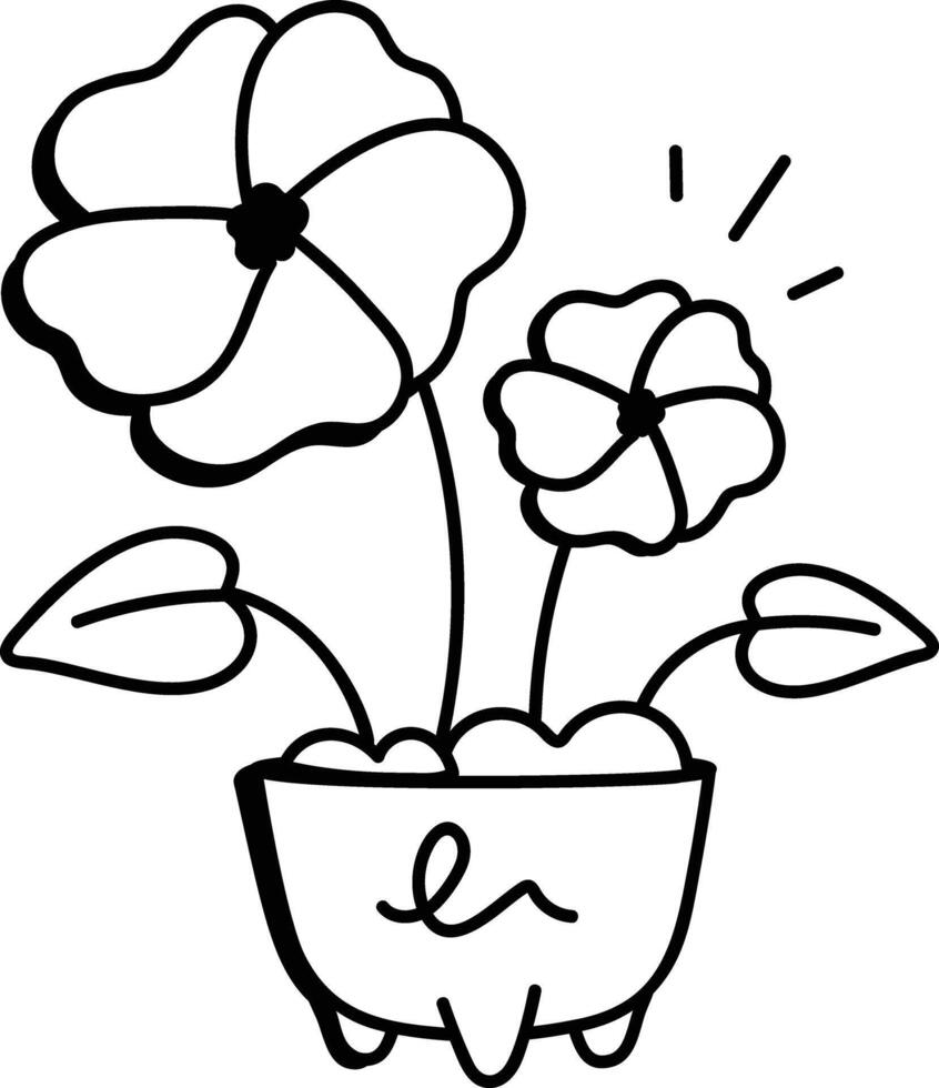 Impatiens flowers icon in doodle style vector