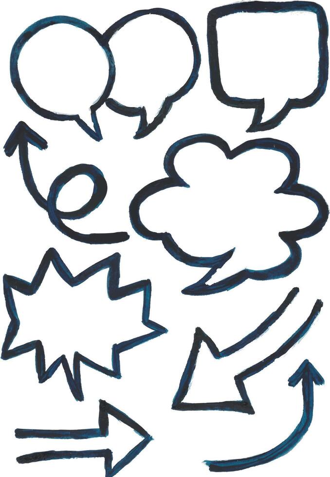 a set of arrows drawn in black ink on a white illustration vector