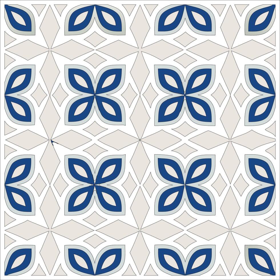 Seamless Navy Blue and Beige Geometric for Stock Design. vector