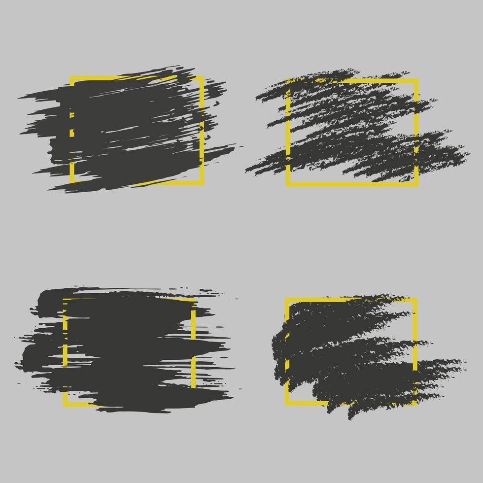 Dirty artistic design element in frame. lack paint, brush stroke, brush, line or texture. vector