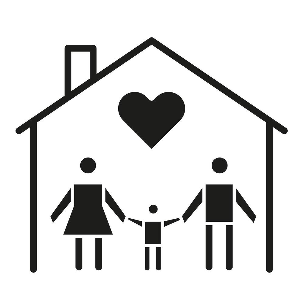 Abstract family. Family dark icon. Set of icons for people with children. vector