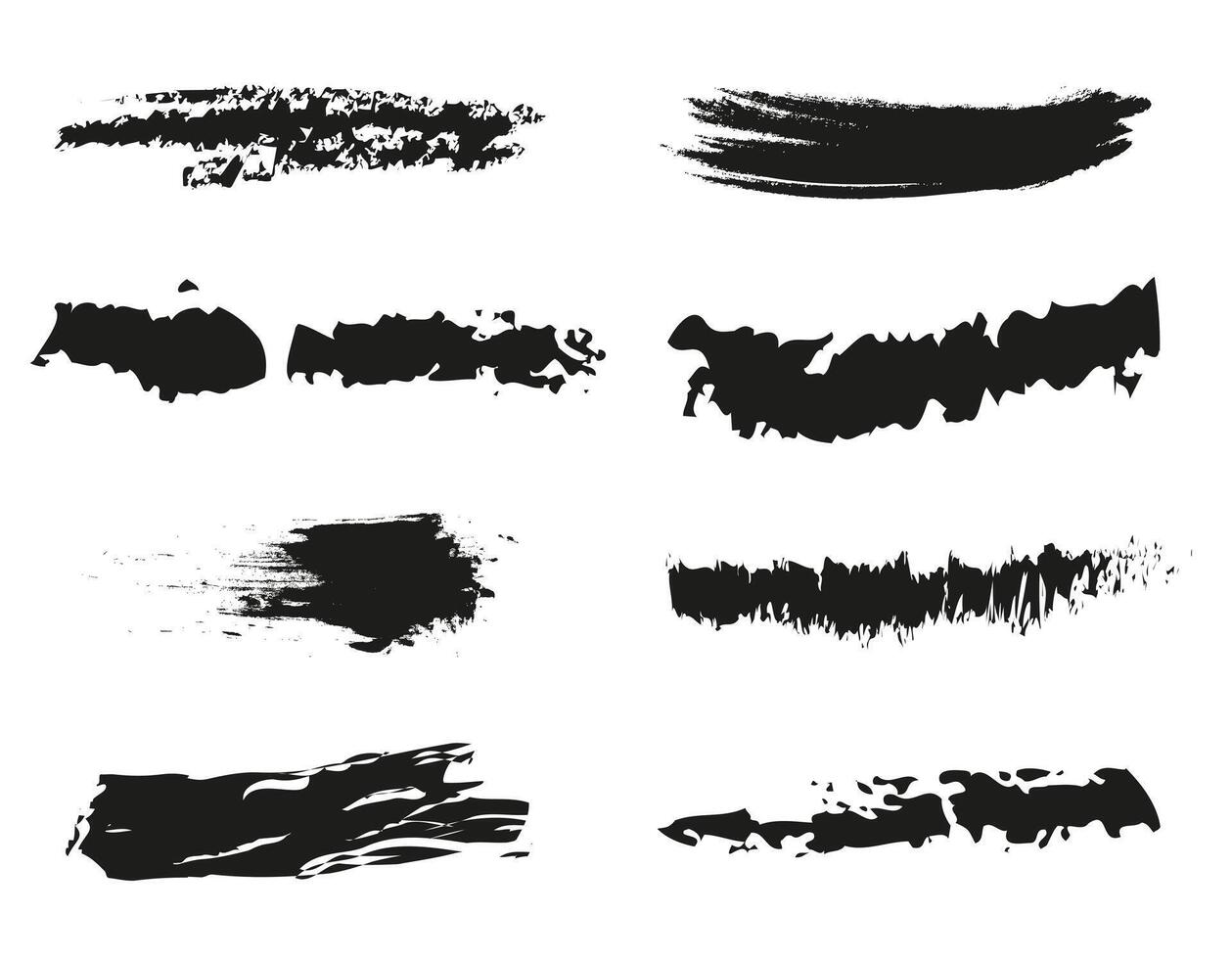 Hand drawn collection of abstract brush strokes. Artistic brushes. vector