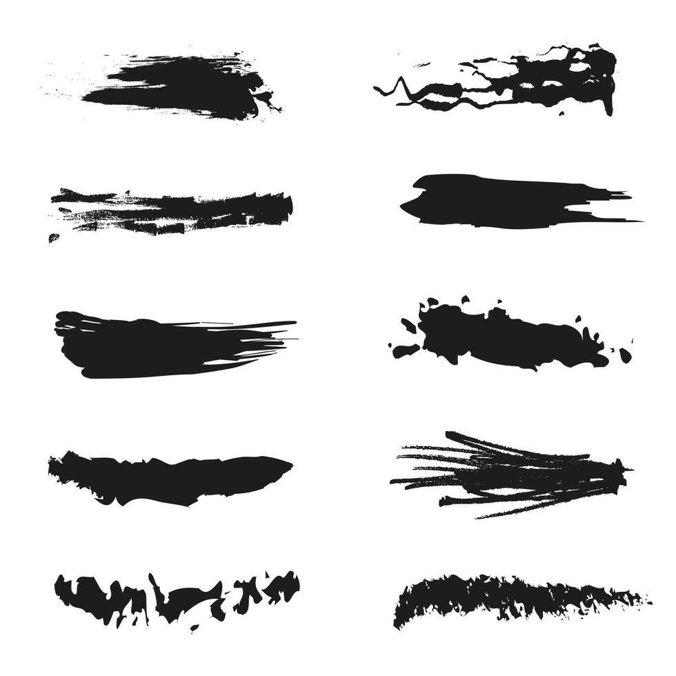 Set of brushes. Hand drawn collection of abstract brush strokes. vector