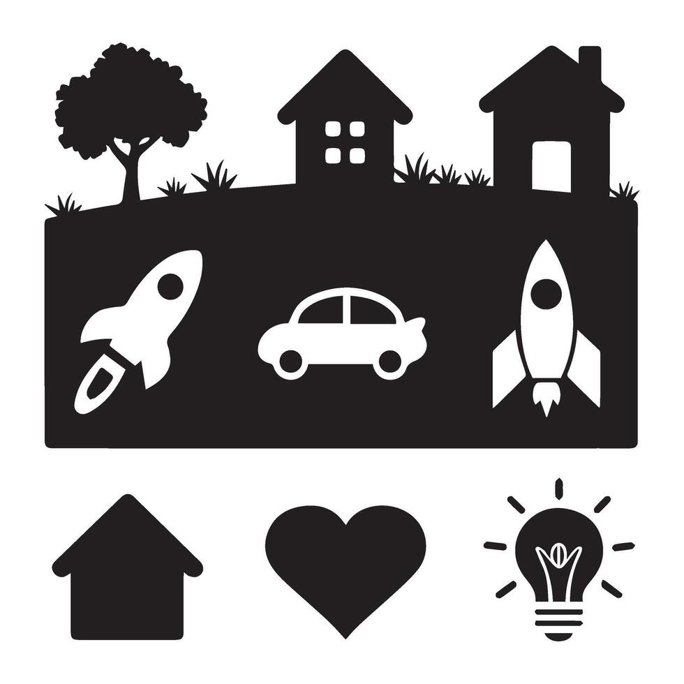 Diverse Black Icon Pack for Professional Use vector