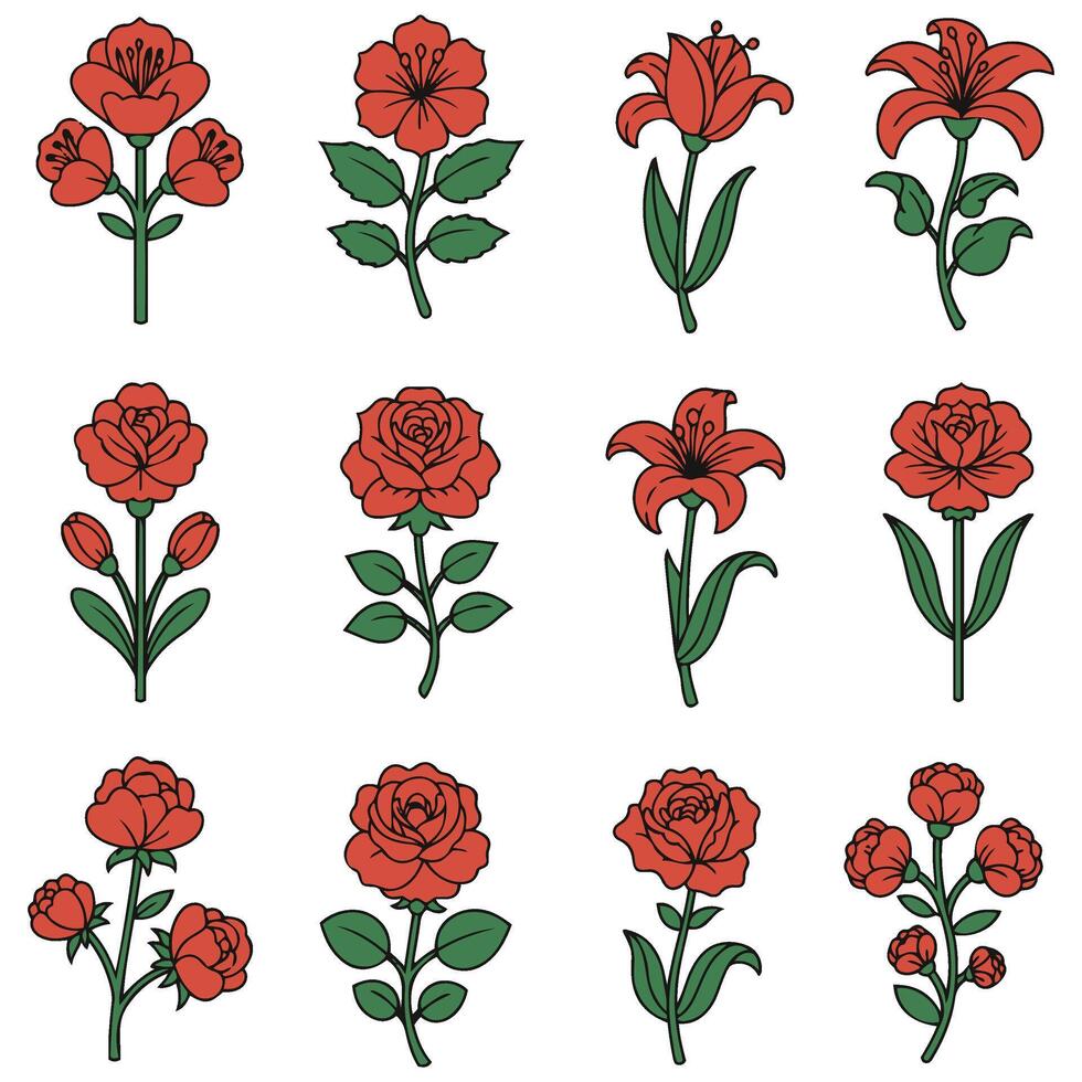 Curvy Swirl Floral Decorations for Elegant Artwork vector