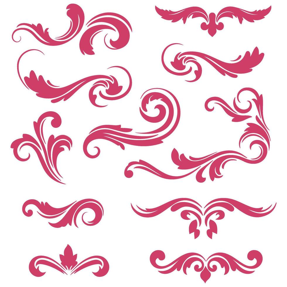 Swirl Ornament Set Perfect for Elegant Floral Themes vector