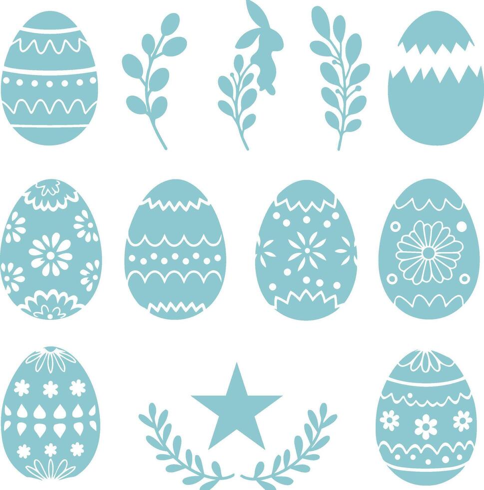 Creative Easter Eggs and Flower Ornament Set for Designers vector