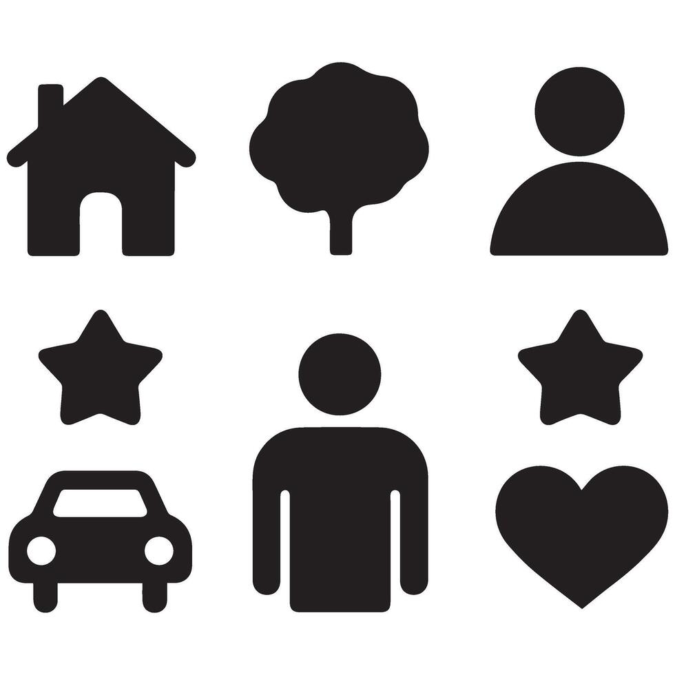 Multipurpose Black Silhouette Icons for Everyday Use vector