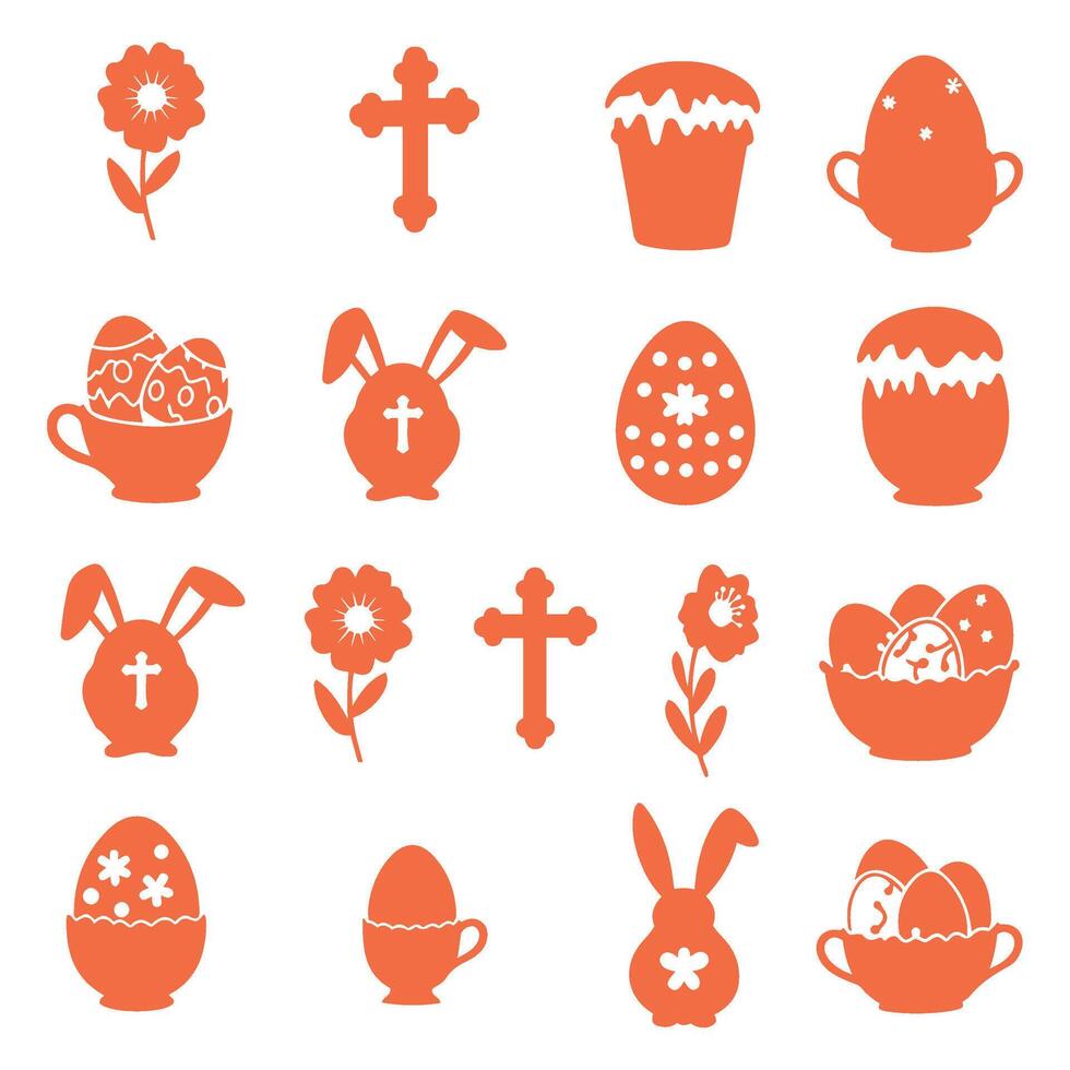 Stylish Ornament Set of Easter Eggs with Flower Designs vector