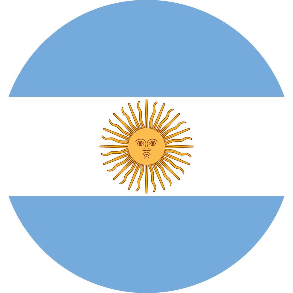 Argentina Flag Circle Icon Blue White Stripes , Round flag of Argentina on white background. vector