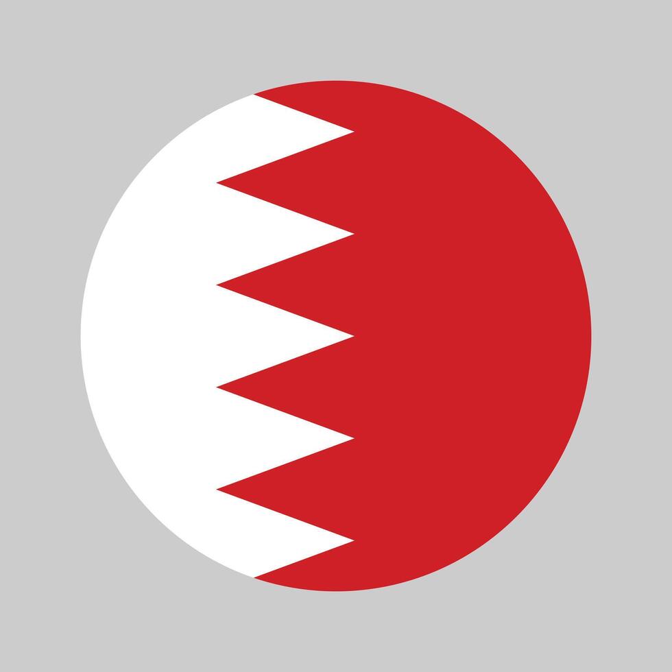 Flag of Bahrain , Bahrain flag circle frame, round icon, Bahrain National Flag icon. Isolated on Grey Background. vector