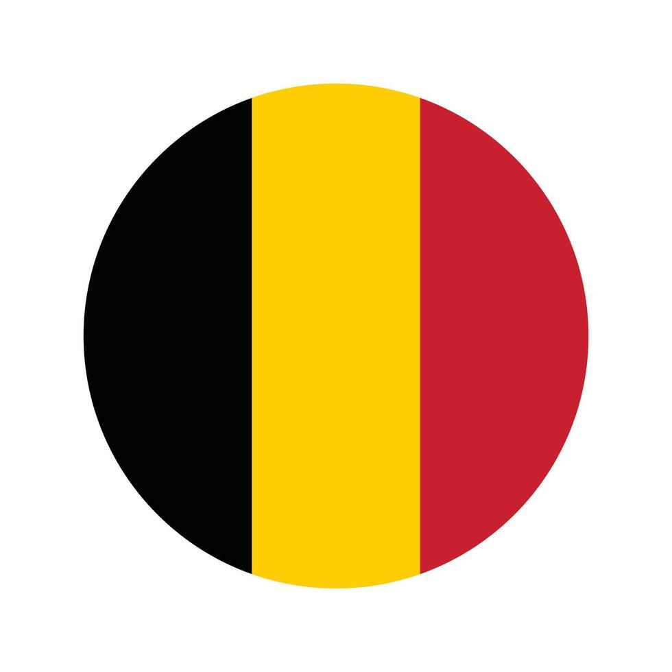 Round flag of Belgium flag icon isolated, National flag of Belgium with original color. vector