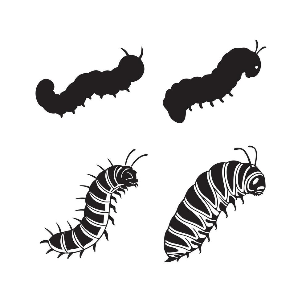 High-Quality Caterpillar Silhouette Fully Editable Design vector